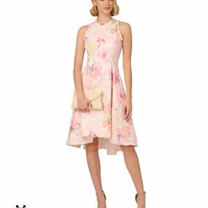 Adrianna Papell Floral Jacquard Ruffle-Trim Dress